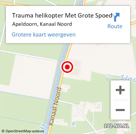 Locatie op kaart van de 112 melding: Trauma helikopter Met Grote Spoed Naar Apeldoorn, Kanaal Noord op 26 november 2022 16:08