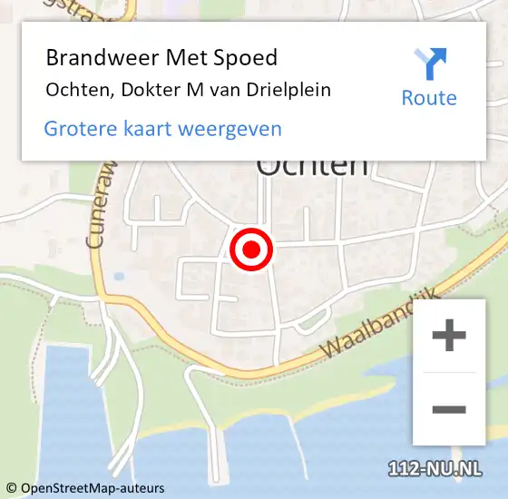 Locatie op kaart van de 112 melding: Brandweer Met Spoed Naar Ochten, Dokter M van Drielplein op 26 november 2022 16:17