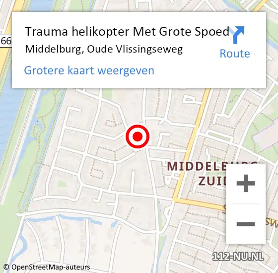 Locatie op kaart van de 112 melding: Trauma helikopter Met Grote Spoed Naar Middelburg, Oude Vlissingseweg op 26 november 2022 16:17