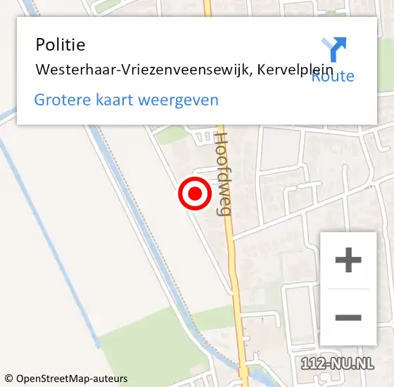 Locatie op kaart van de 112 melding: Politie Westerhaar-Vriezenveensewijk, Kervelplein op 26 november 2022 16:20