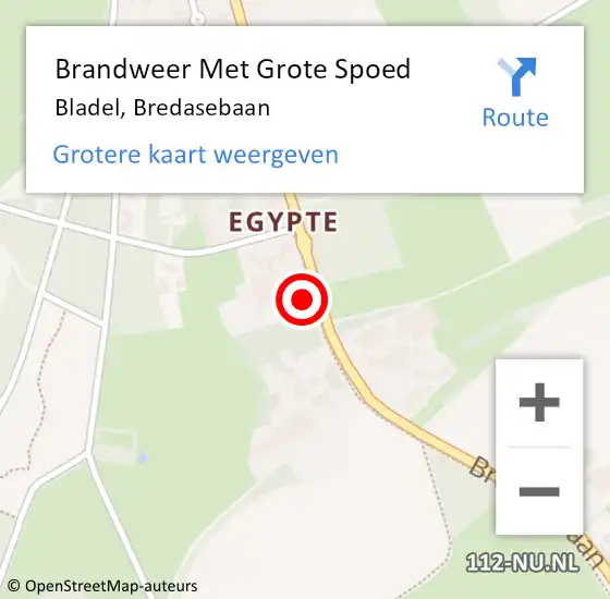 Locatie op kaart van de 112 melding: Brandweer Met Grote Spoed Naar Bladel, Bredasebaan op 26 november 2022 16:39