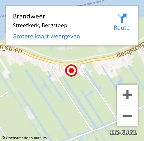 Locatie op kaart van de 112 melding: Brandweer Streefkerk, Bergstoep op 26 november 2022 16:43