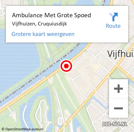 Locatie op kaart van de 112 melding: Ambulance Met Grote Spoed Naar Vijfhuizen, Cruquiusdijk op 26 november 2022 16:45
