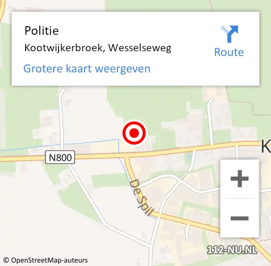 Locatie op kaart van de 112 melding: Politie Kootwijkerbroek, Wesselseweg op 26 november 2022 16:54