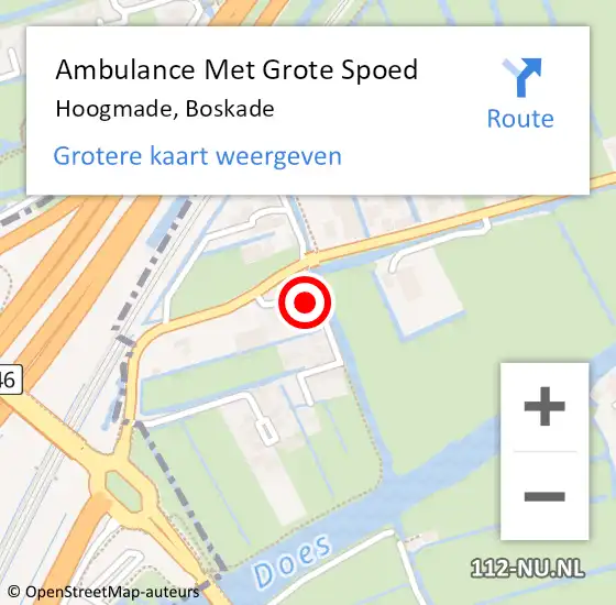 Locatie op kaart van de 112 melding: Ambulance Met Grote Spoed Naar Hoogmade, Boskade op 26 november 2022 16:55