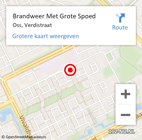 Locatie op kaart van de 112 melding: Brandweer Met Grote Spoed Naar Oss, Verdistraat op 26 november 2022 17:15