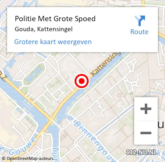 Locatie op kaart van de 112 melding: Politie Met Grote Spoed Naar Gouda, Kattensingel op 26 november 2022 17:28