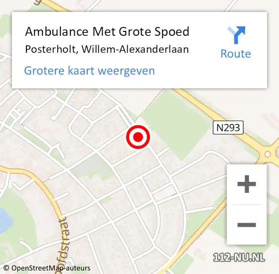 Locatie op kaart van de 112 melding: Ambulance Met Grote Spoed Naar Posterholt, Willem-Alexanderlaan op 26 november 2022 18:08