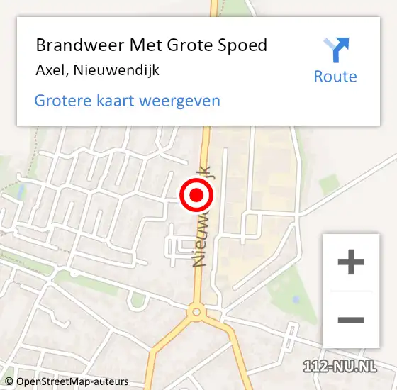 Locatie op kaart van de 112 melding: Brandweer Met Grote Spoed Naar Axel, Nieuwendijk op 26 november 2022 18:25