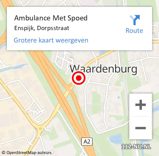 Locatie op kaart van de 112 melding: Ambulance Met Spoed Naar Enspijk, Dorpsstraat op 26 november 2022 18:45