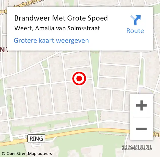 Locatie op kaart van de 112 melding: Brandweer Met Grote Spoed Naar Weert, Amalia van Solmsstraat op 26 november 2022 19:01