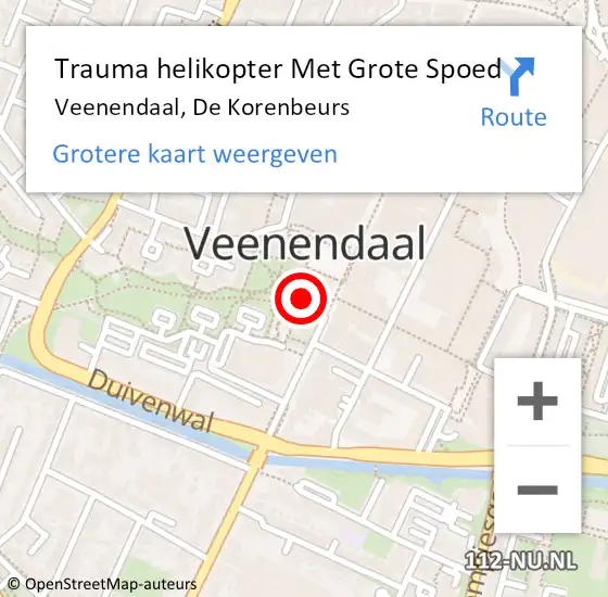 Locatie op kaart van de 112 melding: Trauma helikopter Met Grote Spoed Naar Veenendaal, De Korenbeurs op 26 november 2022 19:14