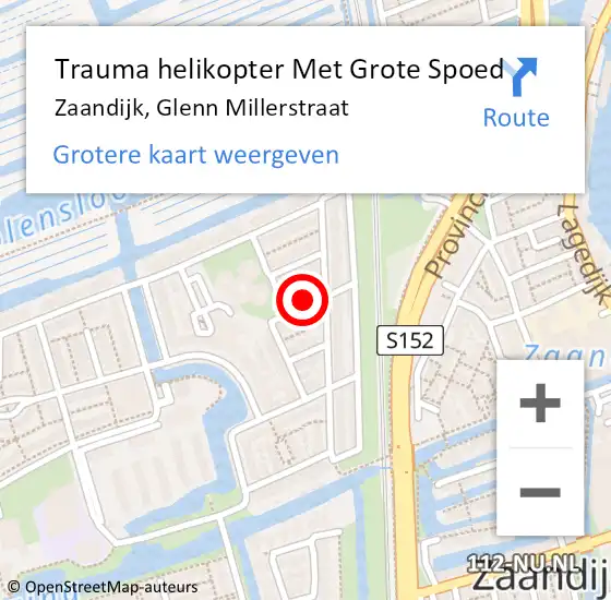 Locatie op kaart van de 112 melding: Trauma helikopter Met Grote Spoed Naar Zaandijk, Glenn Millerstraat op 26 november 2022 19:33
