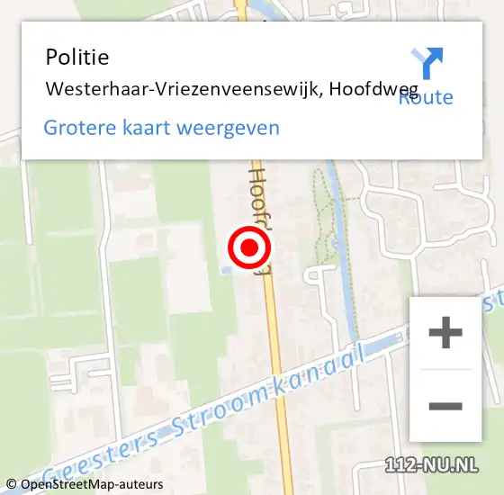 Locatie op kaart van de 112 melding: Politie Westerhaar-Vriezenveensewijk, Hoofdweg op 26 november 2022 19:53