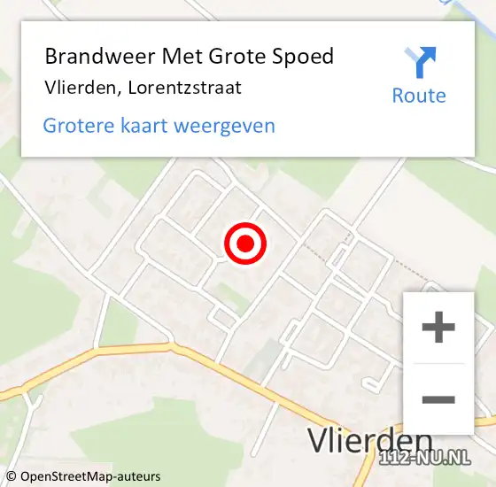 Locatie op kaart van de 112 melding: Brandweer Met Grote Spoed Naar Vlierden, Lorentzstraat op 26 november 2022 20:11