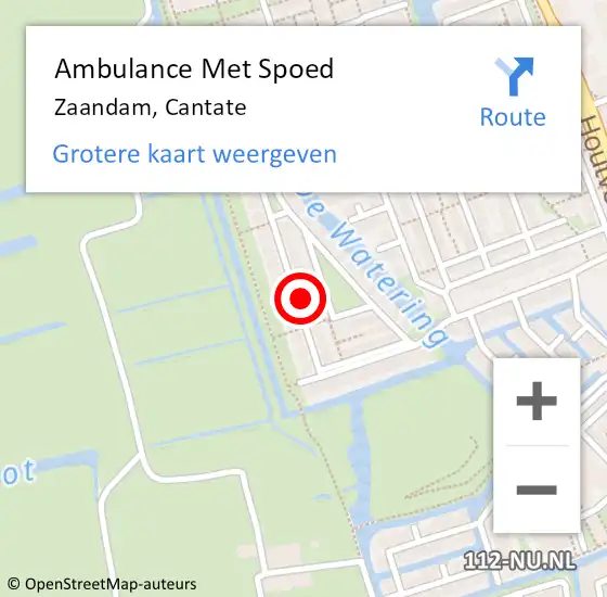 Locatie op kaart van de 112 melding: Ambulance Met Spoed Naar Zaandam, Cantate op 26 november 2022 20:30