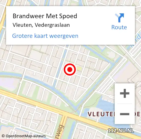 Locatie op kaart van de 112 melding: Brandweer Met Spoed Naar Vleuten, Vedergraslaan op 26 november 2022 20:31