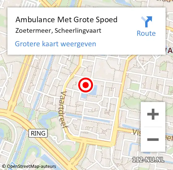 Locatie op kaart van de 112 melding: Ambulance Met Grote Spoed Naar Zoetermeer, Scheerlingvaart op 26 november 2022 20:32