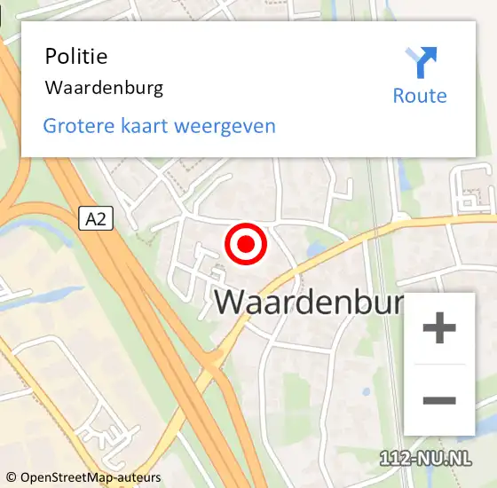 Locatie op kaart van de 112 melding: Politie Waardenburg op 26 november 2022 20:40