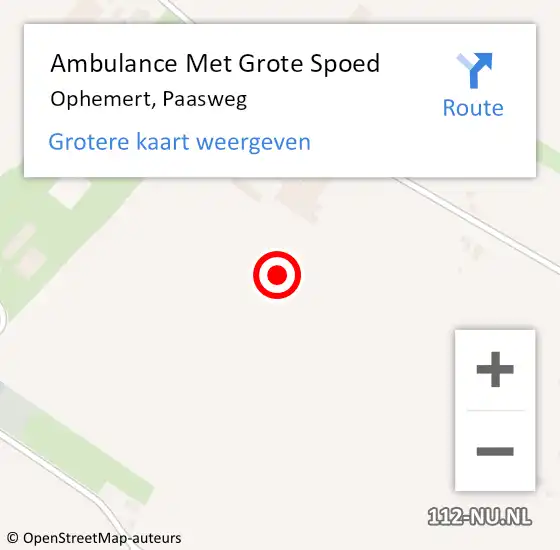 Locatie op kaart van de 112 melding: Ambulance Met Grote Spoed Naar Ophemert, Paasweg op 26 november 2022 20:48