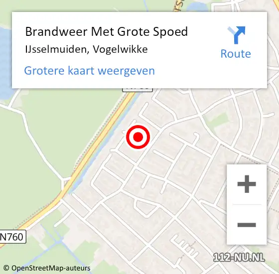 Locatie op kaart van de 112 melding: Brandweer Met Grote Spoed Naar IJsselmuiden, Vogelwikke op 26 november 2022 20:51