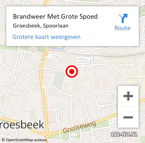 Locatie op kaart van de 112 melding: Brandweer Met Grote Spoed Naar Groesbeek, Spoorlaan op 26 november 2022 20:55