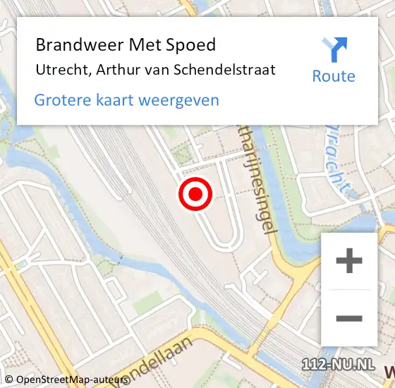 Locatie op kaart van de 112 melding: Brandweer Met Spoed Naar Utrecht, Arthur van Schendelstraat op 26 november 2022 21:04