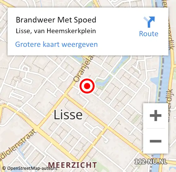 Locatie op kaart van de 112 melding: Brandweer Met Spoed Naar Lisse, van Heemskerkplein op 26 november 2022 21:21