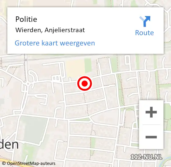 Locatie op kaart van de 112 melding: Politie Wierden, Anjelierstraat op 26 november 2022 21:22