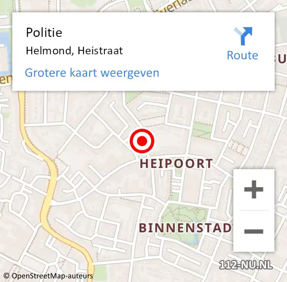 Locatie op kaart van de 112 melding: Politie Helmond, Heistraat op 26 november 2022 21:25