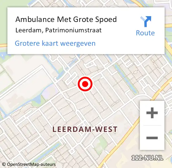 Locatie op kaart van de 112 melding: Ambulance Met Grote Spoed Naar Leerdam, Patrimoniumstraat op 26 november 2022 21:53