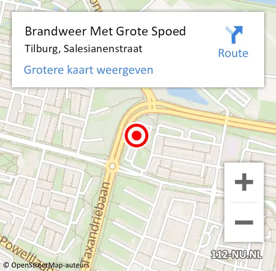 Locatie op kaart van de 112 melding: Brandweer Met Grote Spoed Naar Tilburg, Salesianenstraat op 26 november 2022 22:05