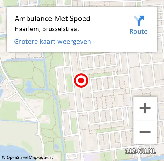 Locatie op kaart van de 112 melding: Ambulance Met Spoed Naar Haarlem, Brusselstraat op 26 november 2022 22:10
