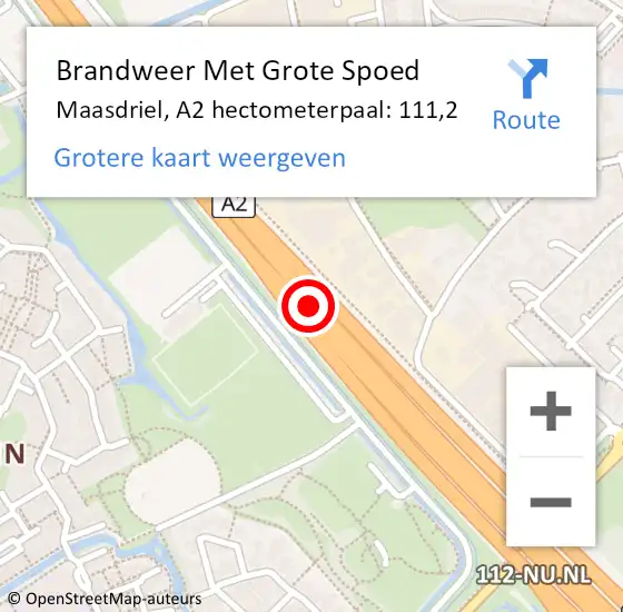 Locatie op kaart van de 112 melding: Brandweer Met Grote Spoed Naar Maasdriel, A2 hectometerpaal: 111,2 op 26 november 2022 22:32