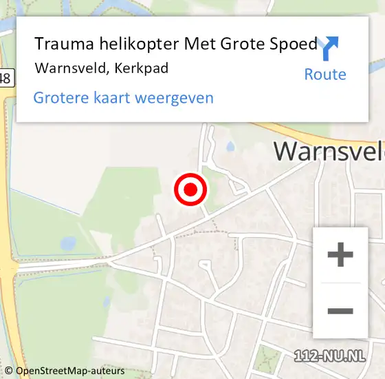 Locatie op kaart van de 112 melding: Trauma helikopter Met Grote Spoed Naar Warnsveld, Kerkpad op 26 november 2022 23:00