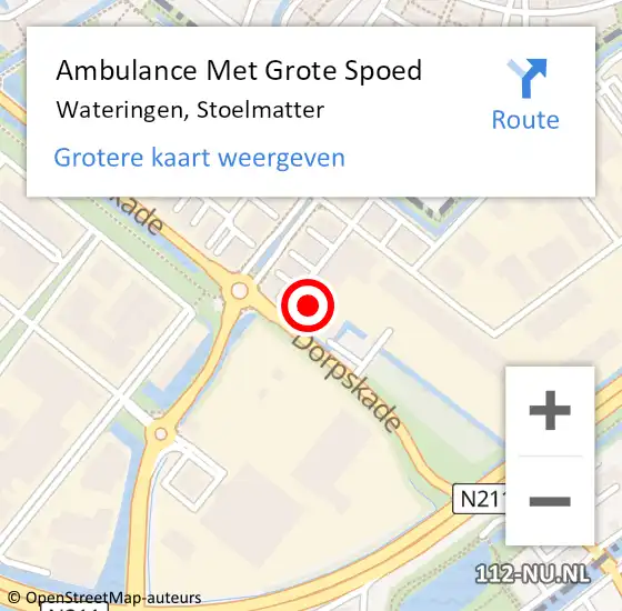 Locatie op kaart van de 112 melding: Ambulance Met Grote Spoed Naar Wateringen, Stoelmatter op 26 november 2022 23:23