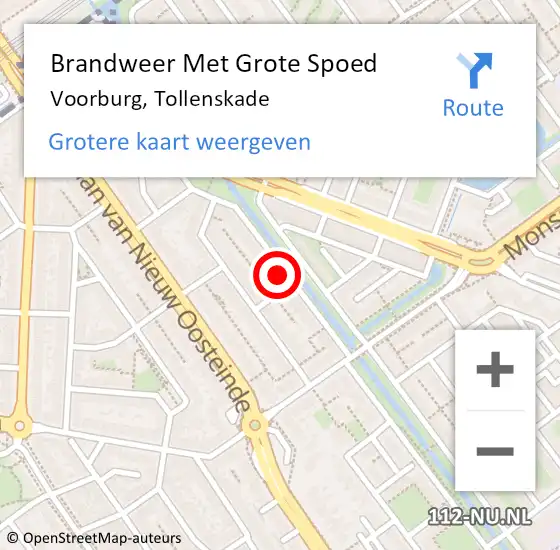 Locatie op kaart van de 112 melding: Brandweer Met Grote Spoed Naar Voorburg, Tollenskade op 26 november 2022 23:46