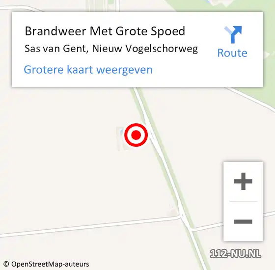 Locatie op kaart van de 112 melding: Brandweer Met Grote Spoed Naar Sas van Gent, Nieuw Vogelschorweg op 26 november 2022 23:55