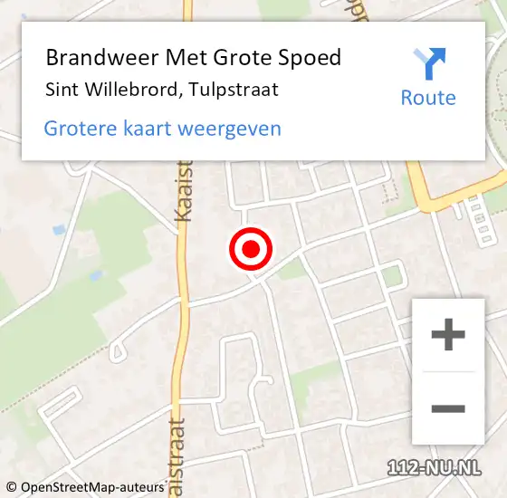 Locatie op kaart van de 112 melding: Brandweer Met Grote Spoed Naar Sint Willebrord, Tulpstraat op 27 november 2022 01:09