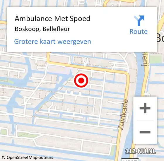 Locatie op kaart van de 112 melding: Ambulance Met Spoed Naar Boskoop, Bellefleur op 27 november 2022 01:20