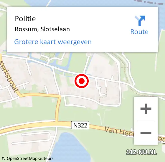 Locatie op kaart van de 112 melding: Politie Rossum, Slotselaan op 27 november 2022 02:14