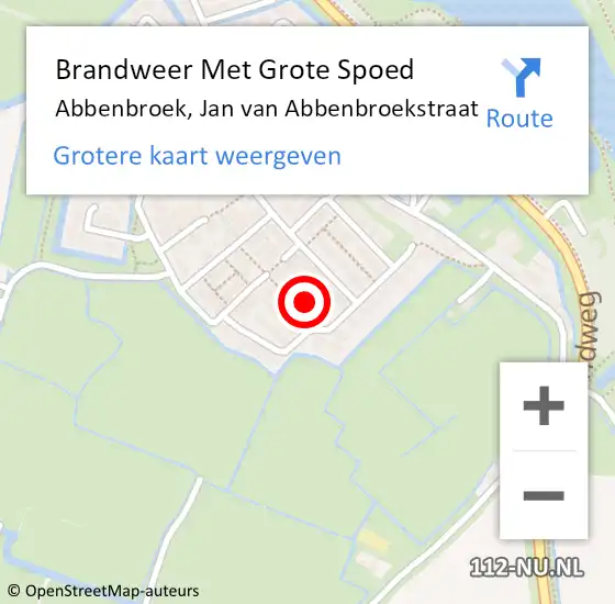 Locatie op kaart van de 112 melding: Brandweer Met Grote Spoed Naar Abbenbroek, Jan van Abbenbroekstraat op 27 november 2022 02:29