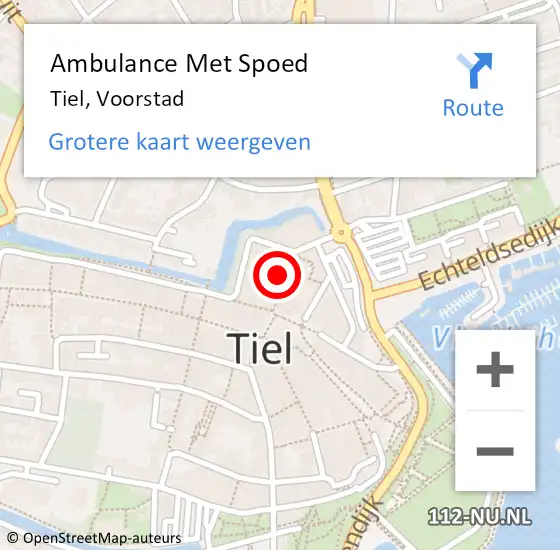 Locatie op kaart van de 112 melding: Ambulance Met Spoed Naar Tiel, Voorstad op 27 november 2022 02:49