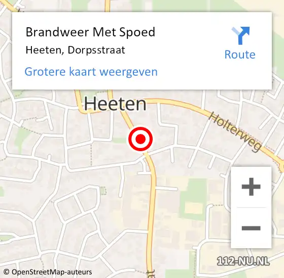 Locatie op kaart van de 112 melding: Brandweer Met Spoed Naar Heeten, Dorpsstraat op 27 november 2022 02:53