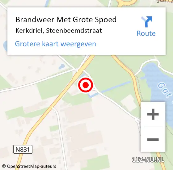 Locatie op kaart van de 112 melding: Brandweer Met Grote Spoed Naar Kerkdriel, Steenbeemdstraat op 27 november 2022 03:19
