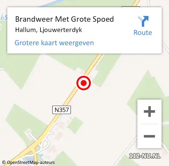 Locatie op kaart van de 112 melding: Brandweer Met Grote Spoed Naar Hallum, Ljouwerterdyk op 27 november 2022 03:37