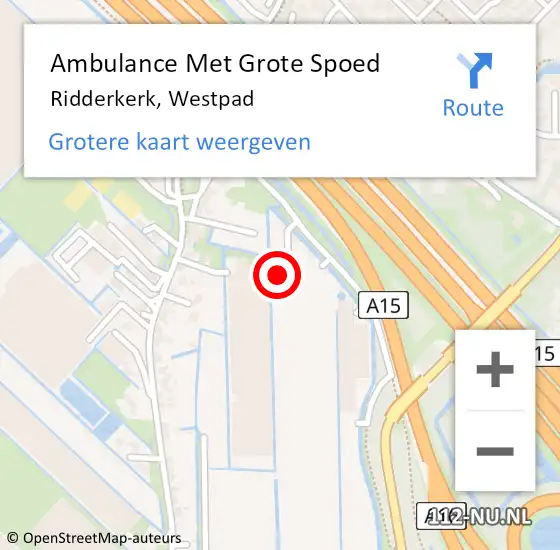 Locatie op kaart van de 112 melding: Ambulance Met Grote Spoed Naar Ridderkerk, Westpad op 27 november 2022 03:43