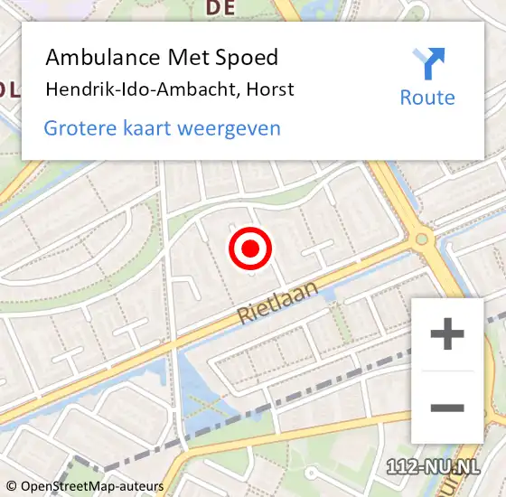 Locatie op kaart van de 112 melding: Ambulance Met Spoed Naar Hendrik-Ido-Ambacht, Horst op 27 november 2022 04:16