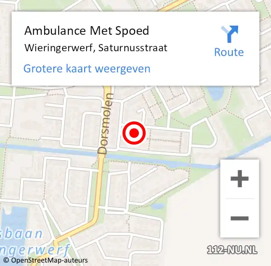 Locatie op kaart van de 112 melding: Ambulance Met Spoed Naar Wieringerwerf, Saturnusstraat op 27 november 2022 05:37