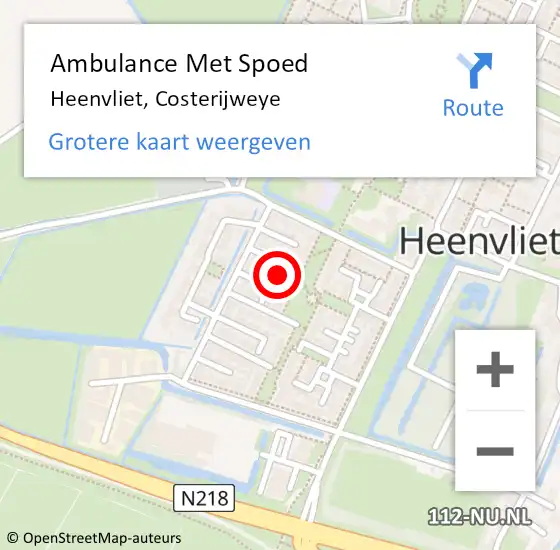 Locatie op kaart van de 112 melding: Ambulance Met Spoed Naar Heenvliet, Costerijweye op 27 november 2022 06:34